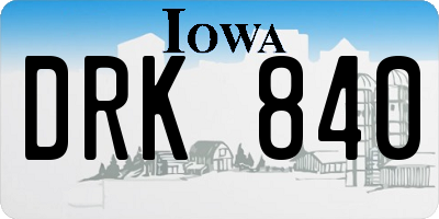 IA license plate DRK840
