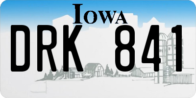 IA license plate DRK841