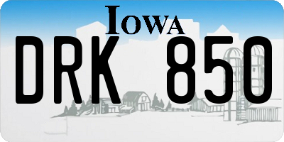 IA license plate DRK850