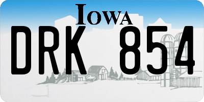 IA license plate DRK854
