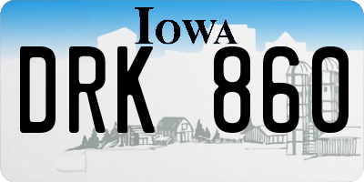 IA license plate DRK860