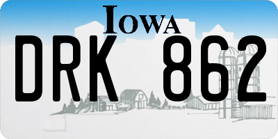 IA license plate DRK862