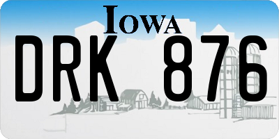 IA license plate DRK876