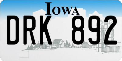 IA license plate DRK892