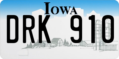 IA license plate DRK910