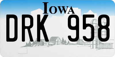 IA license plate DRK958