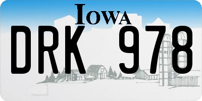 IA license plate DRK978