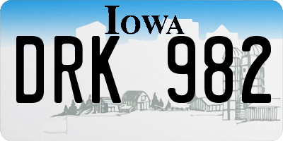 IA license plate DRK982