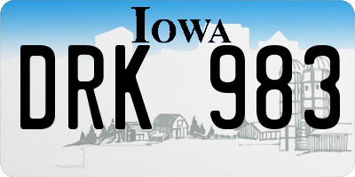 IA license plate DRK983