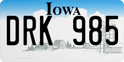 IA license plate DRK985