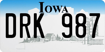 IA license plate DRK987