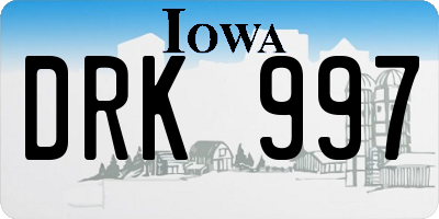 IA license plate DRK997