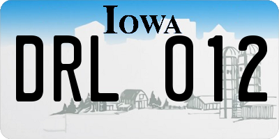 IA license plate DRL012