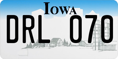 IA license plate DRL070