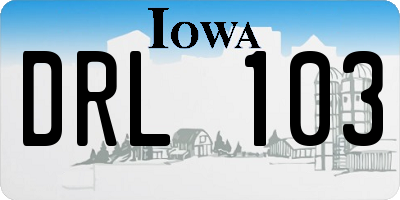 IA license plate DRL103