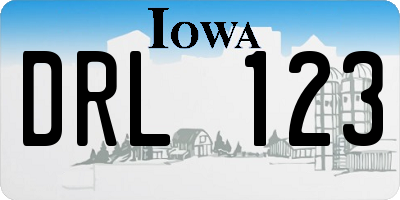 IA license plate DRL123