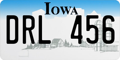 IA license plate DRL456