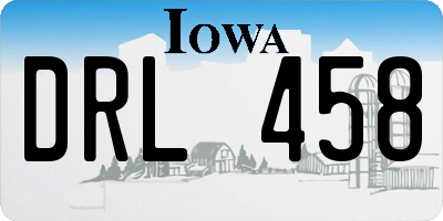 IA license plate DRL458