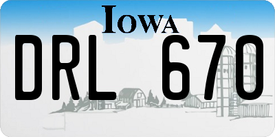 IA license plate DRL670