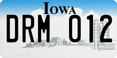 IA license plate DRM012