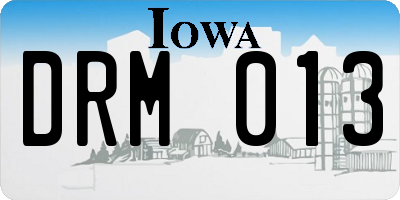 IA license plate DRM013
