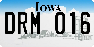 IA license plate DRM016