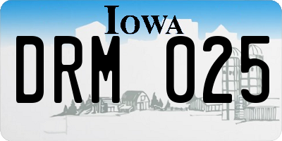 IA license plate DRM025