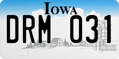 IA license plate DRM031