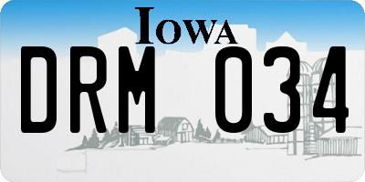 IA license plate DRM034