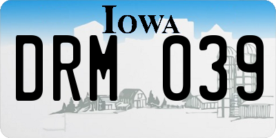 IA license plate DRM039