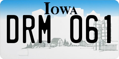IA license plate DRM061