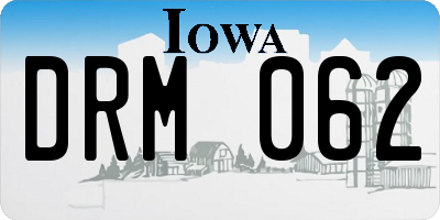 IA license plate DRM062