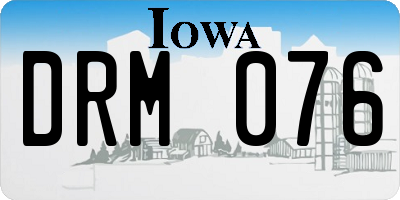 IA license plate DRM076