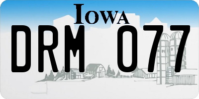 IA license plate DRM077