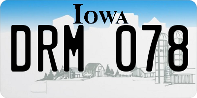 IA license plate DRM078