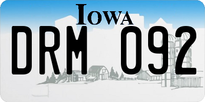 IA license plate DRM092