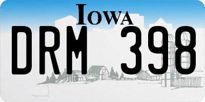 IA license plate DRM398