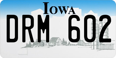 IA license plate DRM602