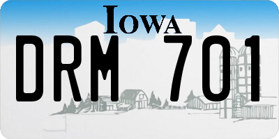 IA license plate DRM701