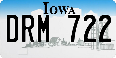IA license plate DRM722