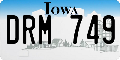 IA license plate DRM749
