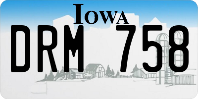 IA license plate DRM758