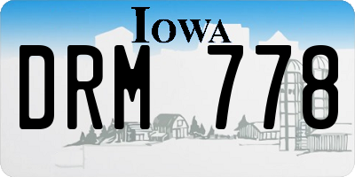 IA license plate DRM778