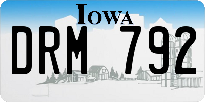 IA license plate DRM792