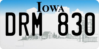 IA license plate DRM830