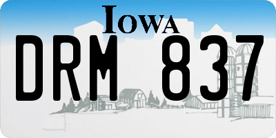 IA license plate DRM837