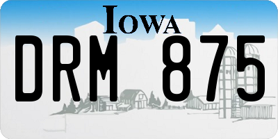 IA license plate DRM875