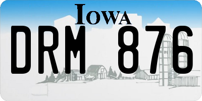 IA license plate DRM876