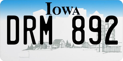 IA license plate DRM892