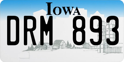 IA license plate DRM893
